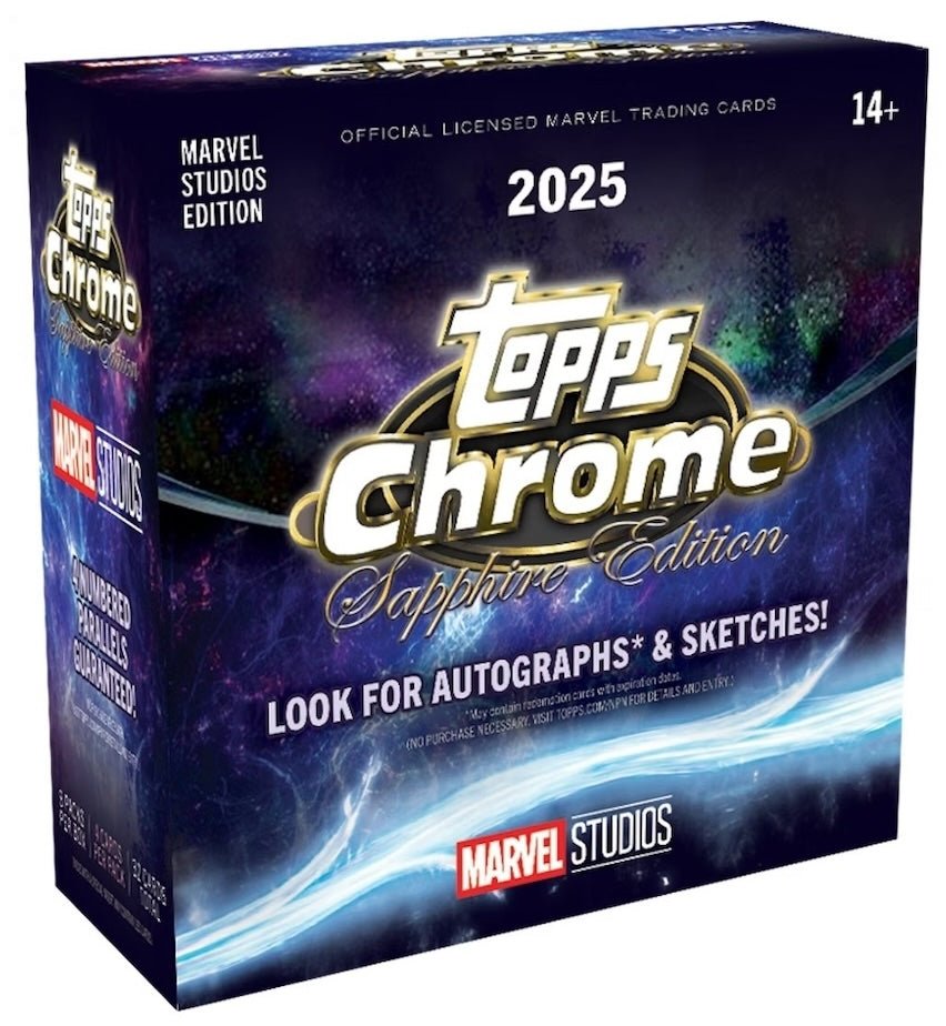 2025 Topps Marvel Studios Chrome Sapphire Edition Box | Columbia Sports Cards - Columbia Hobby - Sports Card Boxes - Toploaders - Card Savers