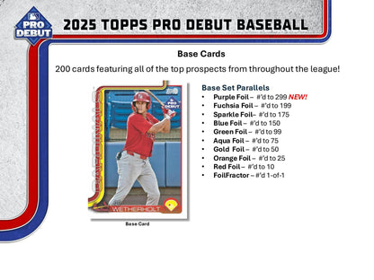 2025 Topps Pro Debut Baseball Hobby Jumbo Box | Columbia Sports Cards - Columbia Hobby - Sports Card Boxes - Toploaders - Card Savers