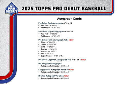 2025 Topps Pro Debut Baseball Hobby Jumbo Box | Columbia Sports Cards - Columbia Hobby - Sports Card Boxes - Toploaders - Card Savers