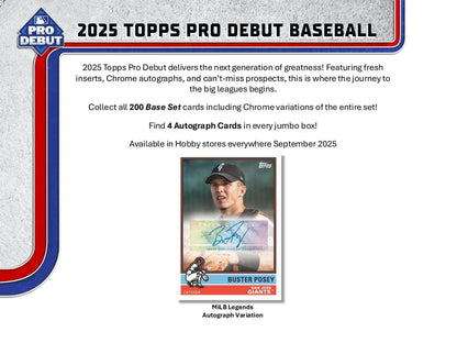 2025 Topps Pro Debut Baseball Hobby Jumbo Box | Columbia Sports Cards - Columbia Hobby - Sports Card Boxes - Toploaders - Card Savers