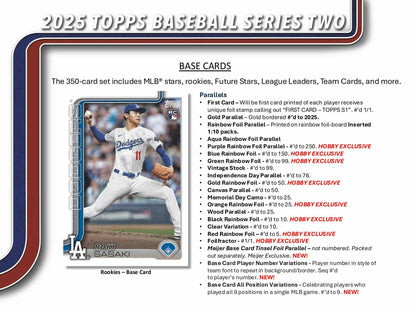 2025 Topps Series 2 Baseball Hobby Box - Columbia Hobby - Sports Card Boxes - Toploaders - Card Savers
