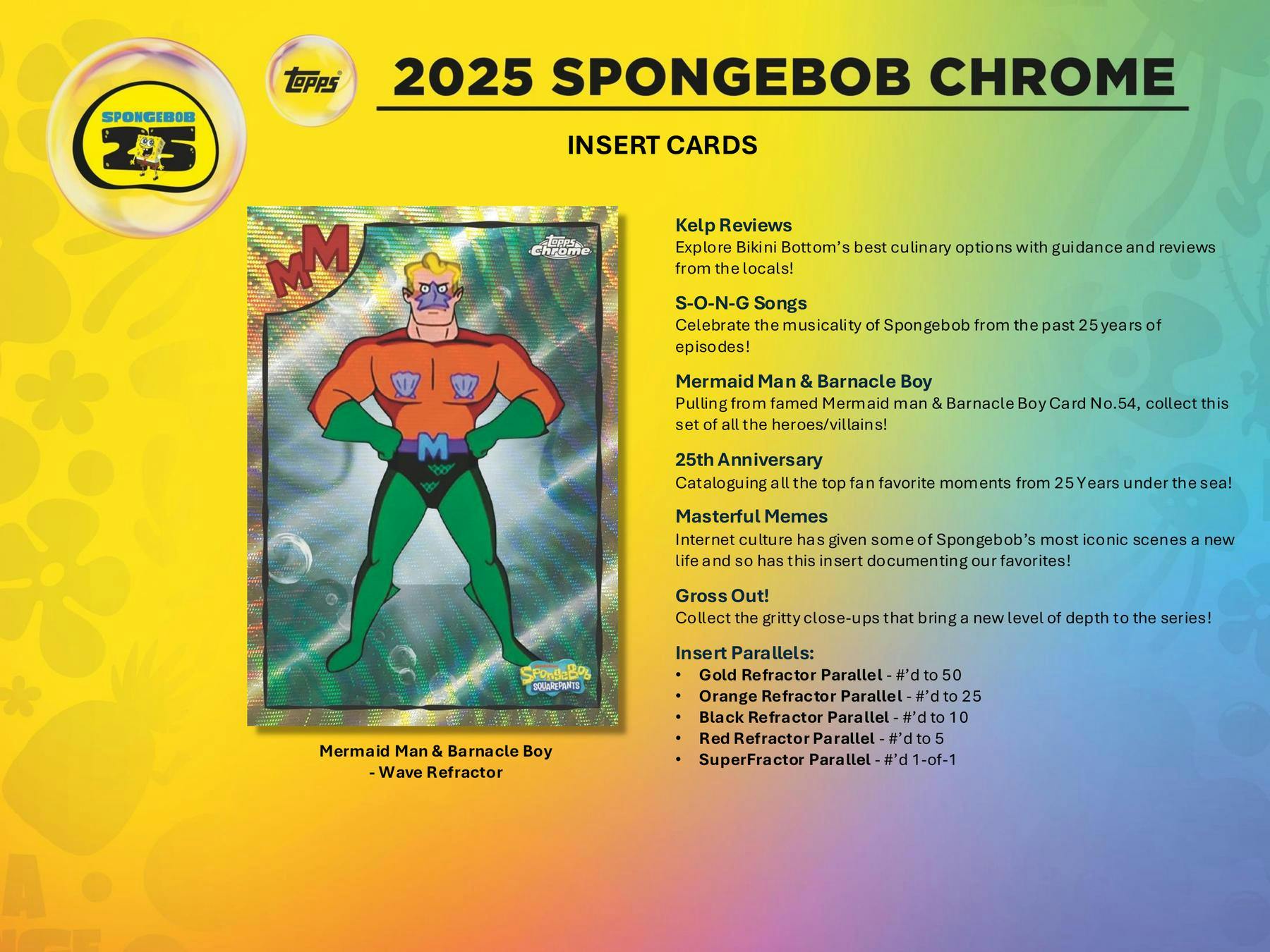 2025 Topps SpongeBob Chrome 25th Anniversary 7 - Pack Blaster Box | Columbia Sports Cards - Columbia Hobby - Sports Card Boxes - Toploaders - Card Savers