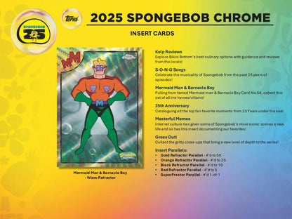 2025 Topps SpongeBob Chrome 25th Anniversary 7 - Pack Blaster Box | Columbia Sports Cards - Columbia Hobby - Sports Card Boxes - Toploaders - Card Savers