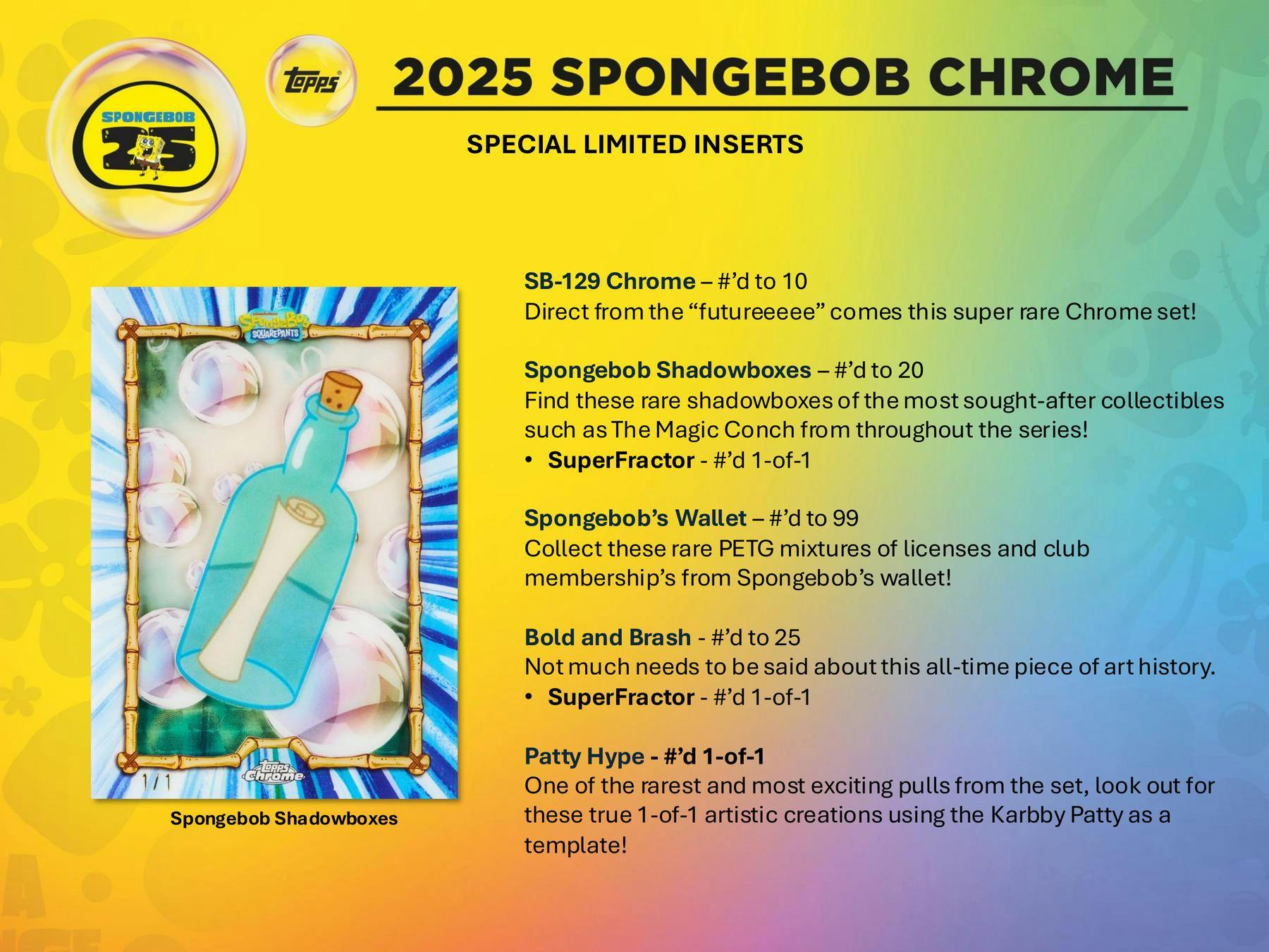 2025 Topps SpongeBob Chrome 25th Anniversary 7 - Pack Blaster Box | Columbia Sports Cards - Columbia Hobby - Sports Card Boxes - Toploaders - Card Savers