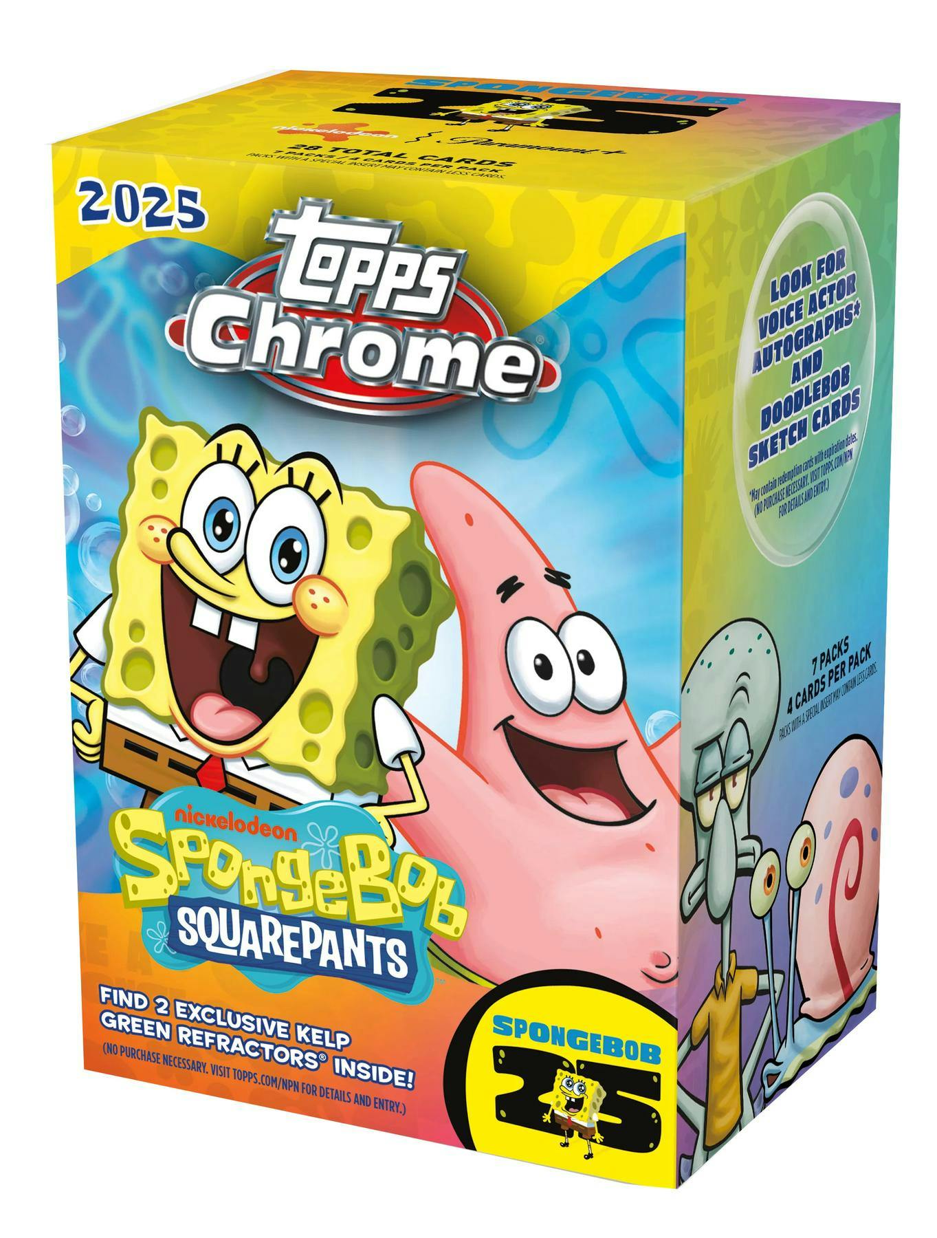 2025 Topps SpongeBob Chrome 25th Anniversary 7 - Pack Blaster Box | Columbia Sports Cards - Columbia Hobby - Sports Card Boxes - Toploaders - Card Savers