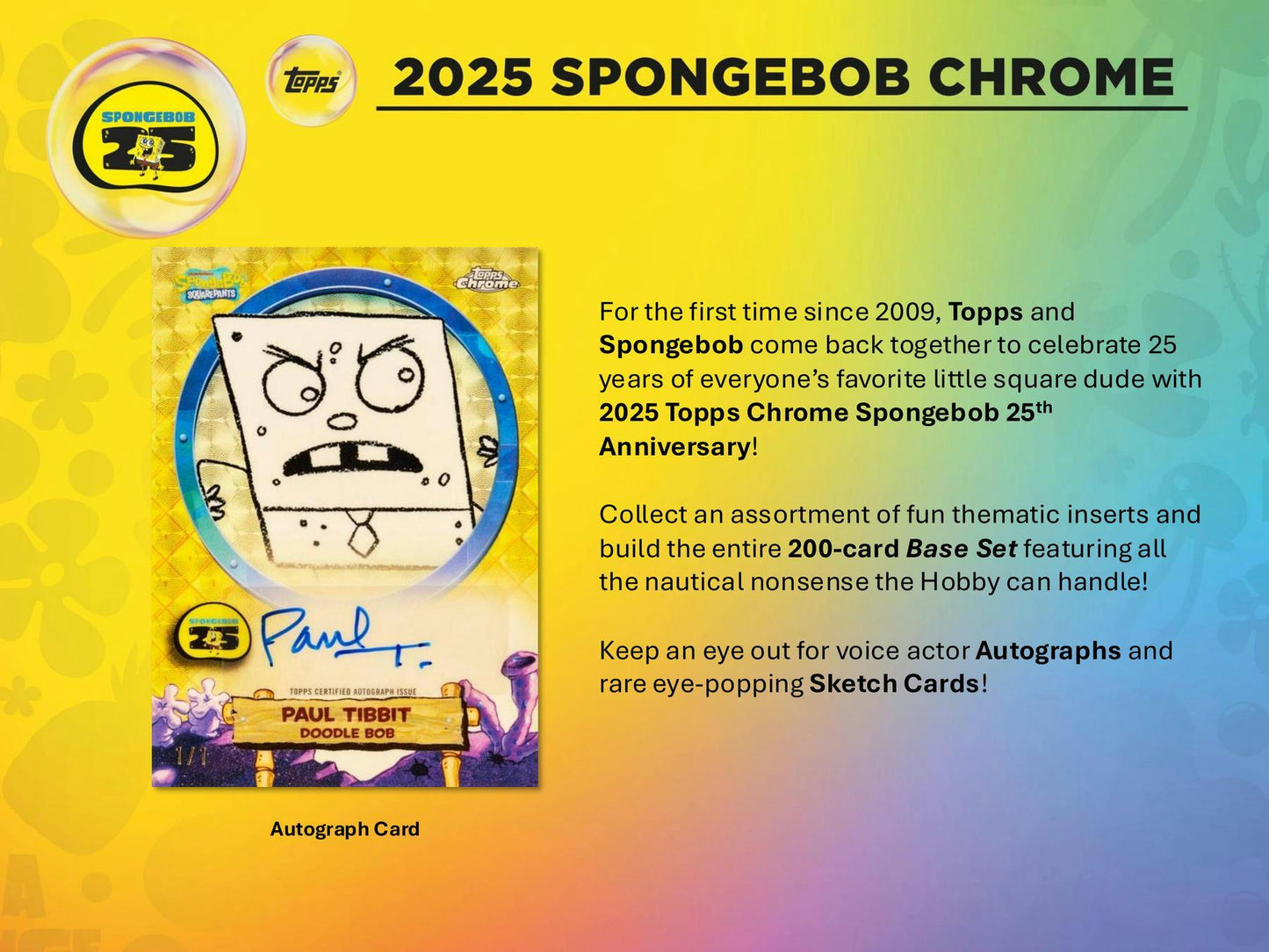 2025 Topps SpongeBob Chrome 25th Anniversary 7 - Pack Blaster Box | Columbia Sports Cards - Columbia Hobby - Sports Card Boxes - Toploaders - Card Savers
