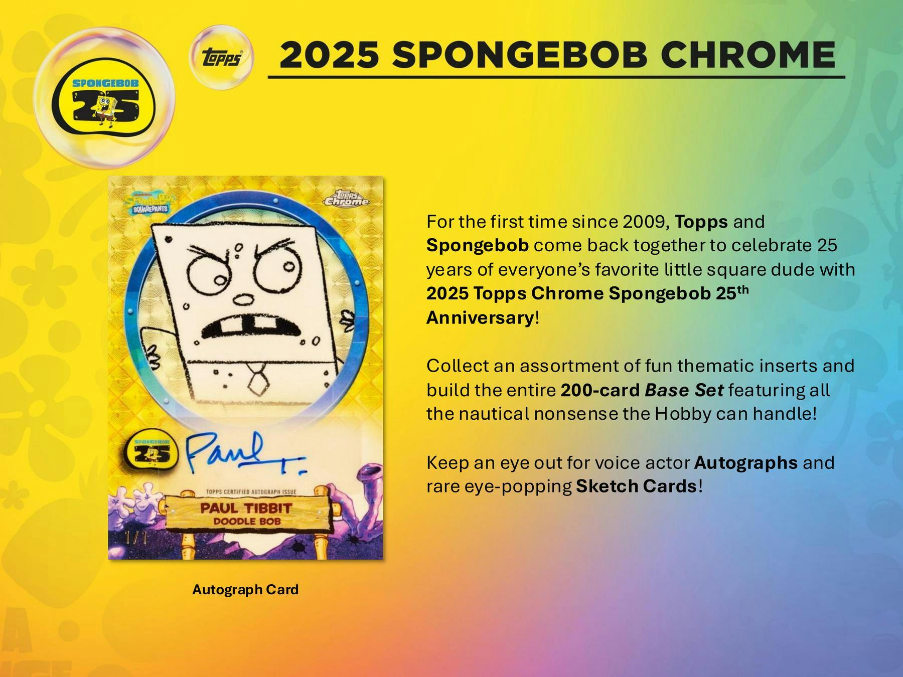 2025 Topps SpongeBob Chrome 25th Anniversary 7 - Pack Blaster Box | Columbia Sports Cards - Columbia Hobby - Sports Card Boxes - Toploaders - Card Savers