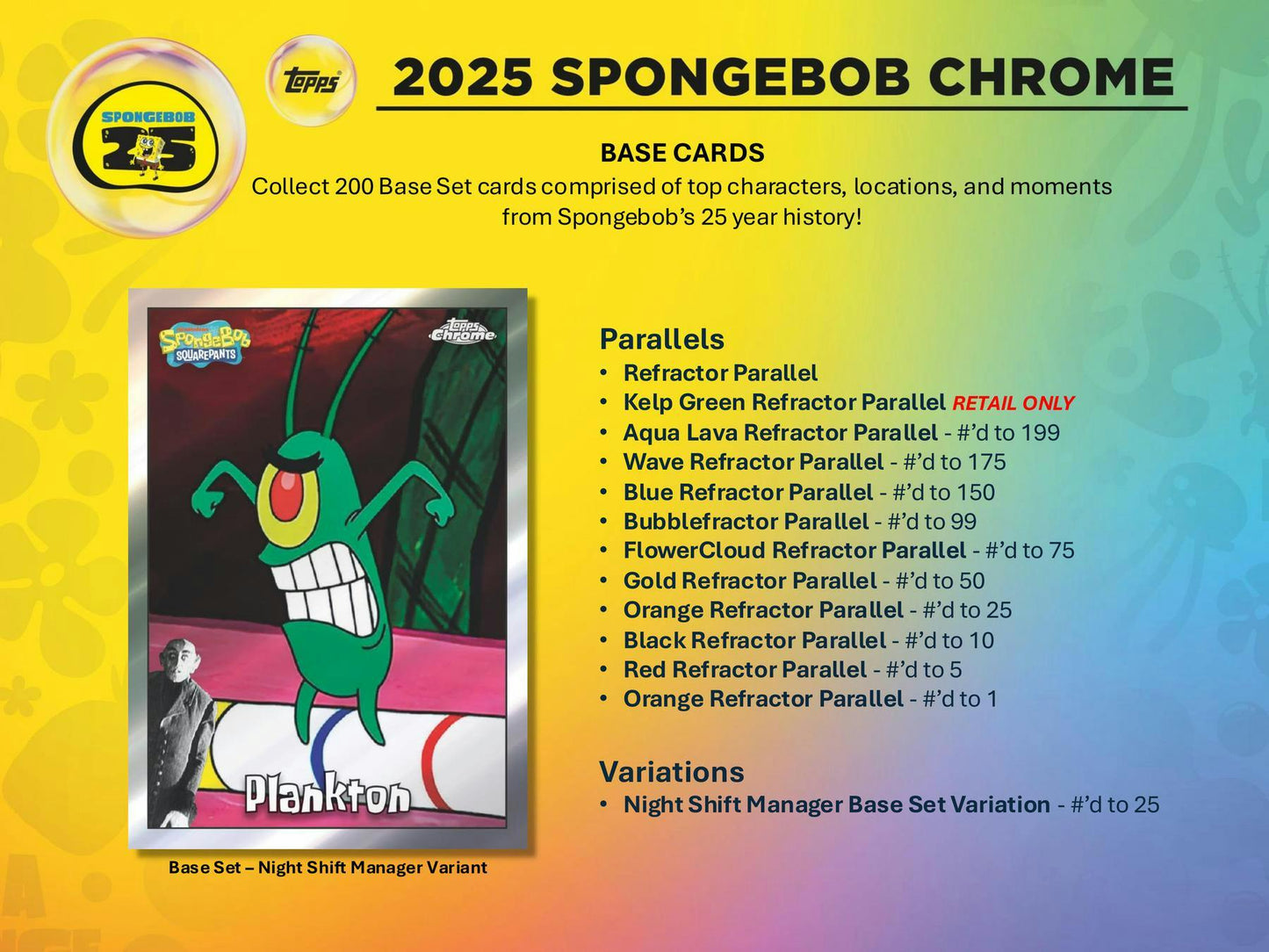 2025 Topps SpongeBob Chrome 25th Anniversary 7 - Pack Blaster Box | Columbia Sports Cards - Columbia Hobby - Sports Card Boxes - Toploaders - Card Savers