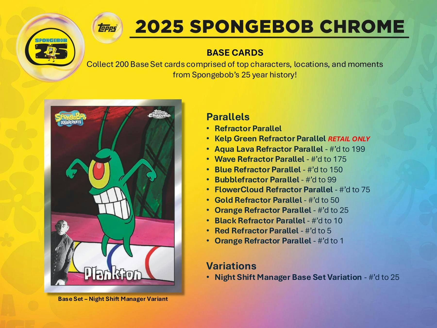 2025 Topps SpongeBob Chrome 25th Anniversary 7 - Pack Blaster Box | Columbia Sports Cards - Columbia Hobby - Sports Card Boxes - Toploaders - Card Savers