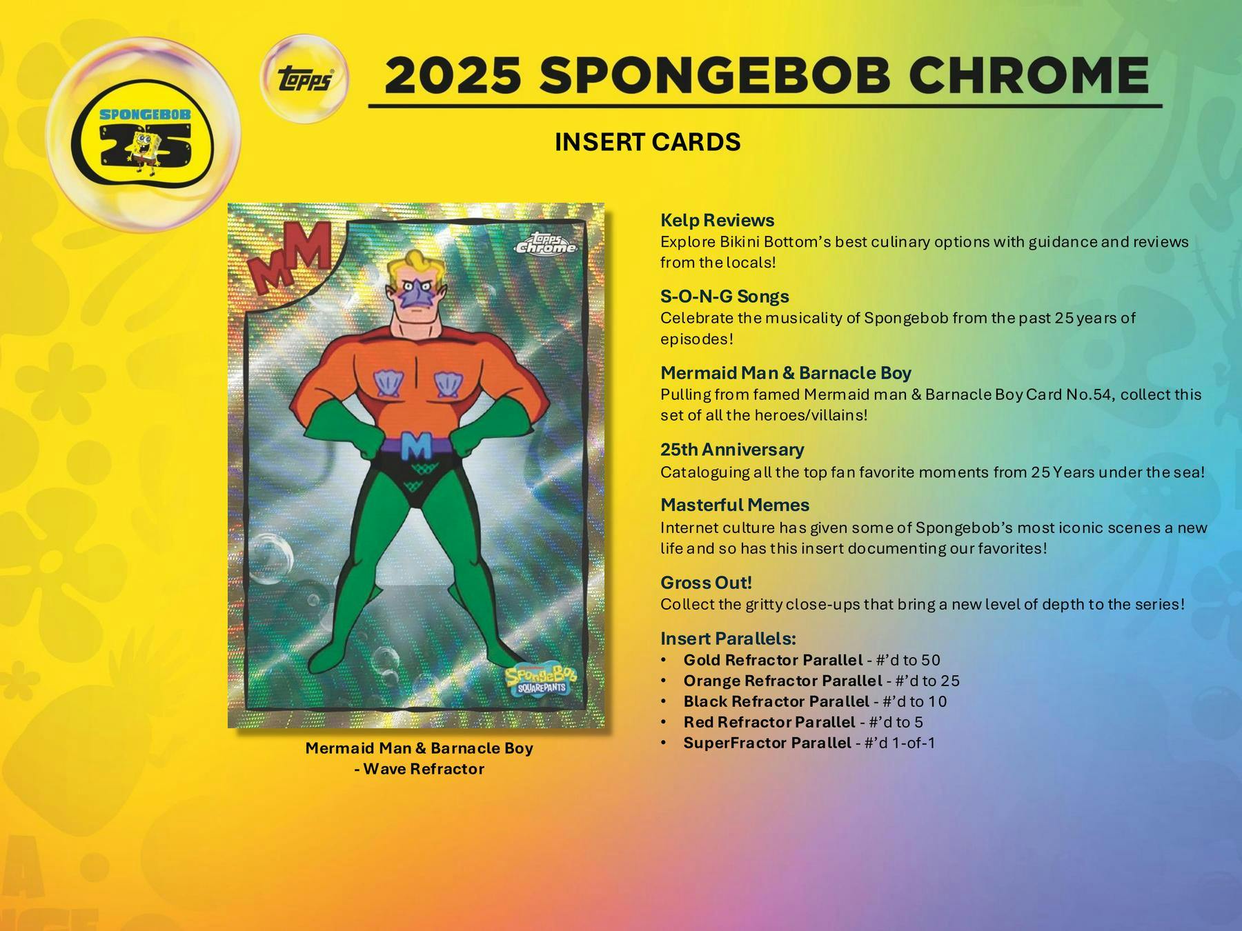 2025 Topps SpongeBob Chrome 25th Anniversary Hobby Box | Columbia Sports Cards - Columbia Hobby - Sports Card Boxes - Toploaders - Card Savers