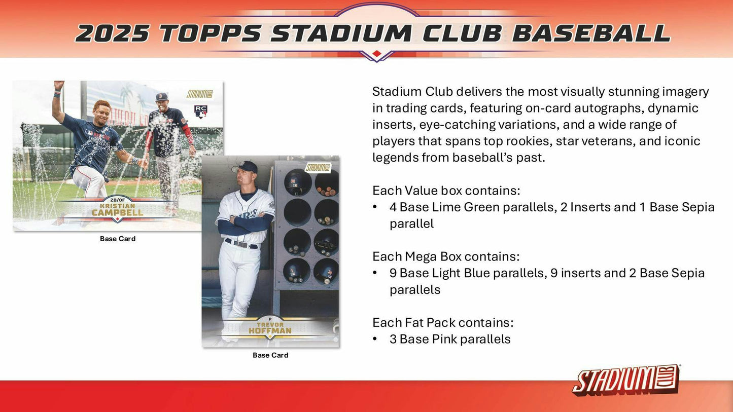 2025 Topps Stadium Club Baseball 8 - Pack Blaster Box | Columbia Sports Cards - Columbia Hobby - Sports Card Boxes - Toploaders - Card Savers