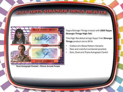 2025 Topps Stranger Things High Tek Hobby Box - Columbia Hobby - Sports Card Boxes - Toploaders - Card Savers