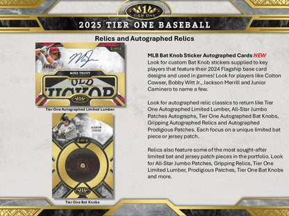 2025 Topps Tier One Baseball Hobby Box | Columbia Sports Cards - Columbia Hobby - Sports Card Boxes - Toploaders - Card Savers
