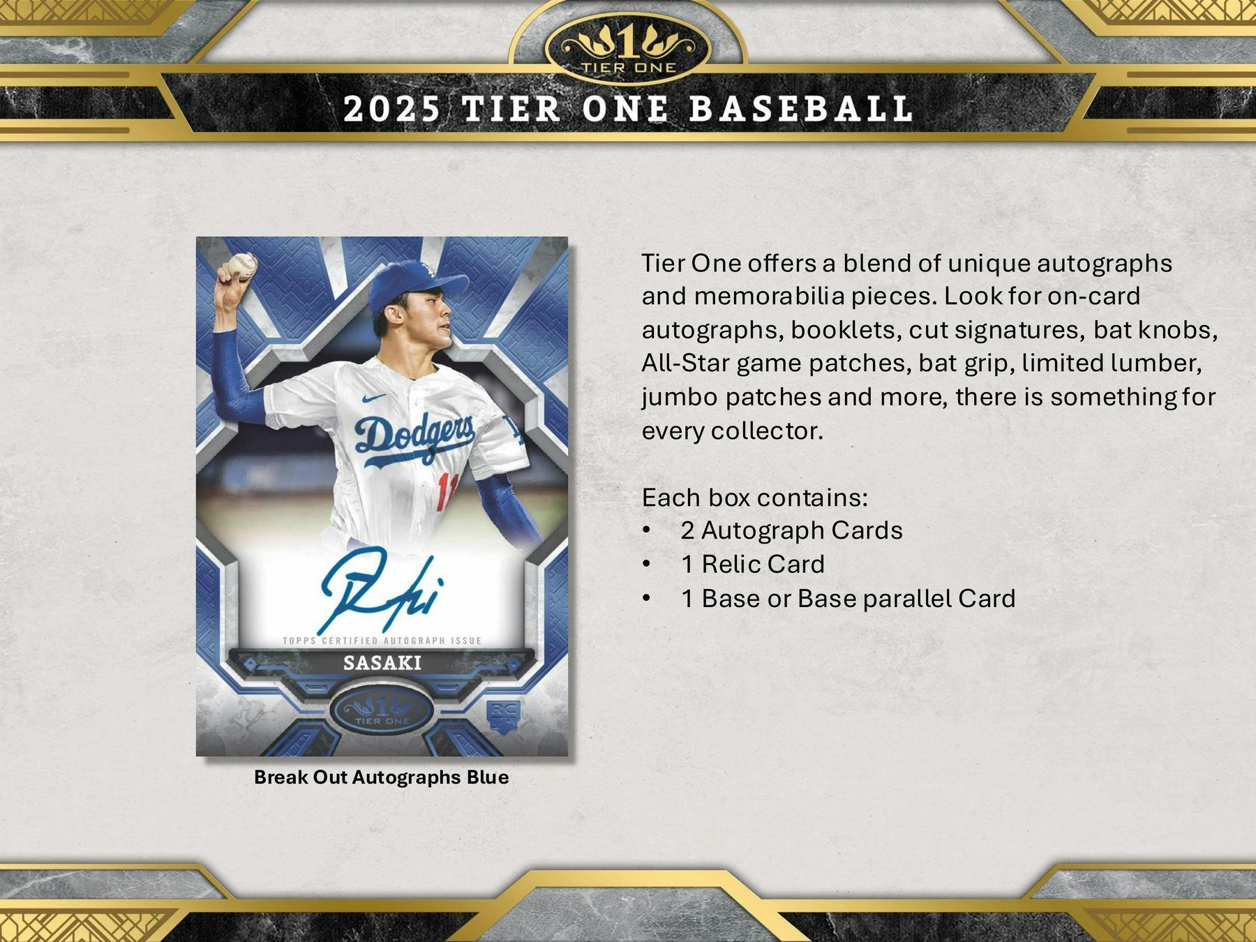 2025 Topps Tier One Baseball Hobby Box | Columbia Sports Cards - Columbia Hobby - Sports Card Boxes - Toploaders - Card Savers