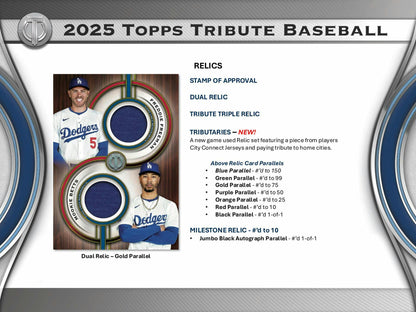 2025 Topps Tribute Baseball Hobby Box - Columbia Hobby - Sports Card Boxes - Toploaders - Card Savers
