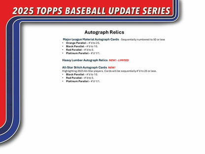2025 Topps Update Series Baseball 7 - Pack Blaster Box | Columbia Sports Cards - Columbia Hobby - Sports Card Boxes - Toploaders - Card Savers