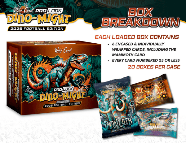 football cards booster box 2025 Wild Card Dino-Might Pro-Look Football Hobby Box