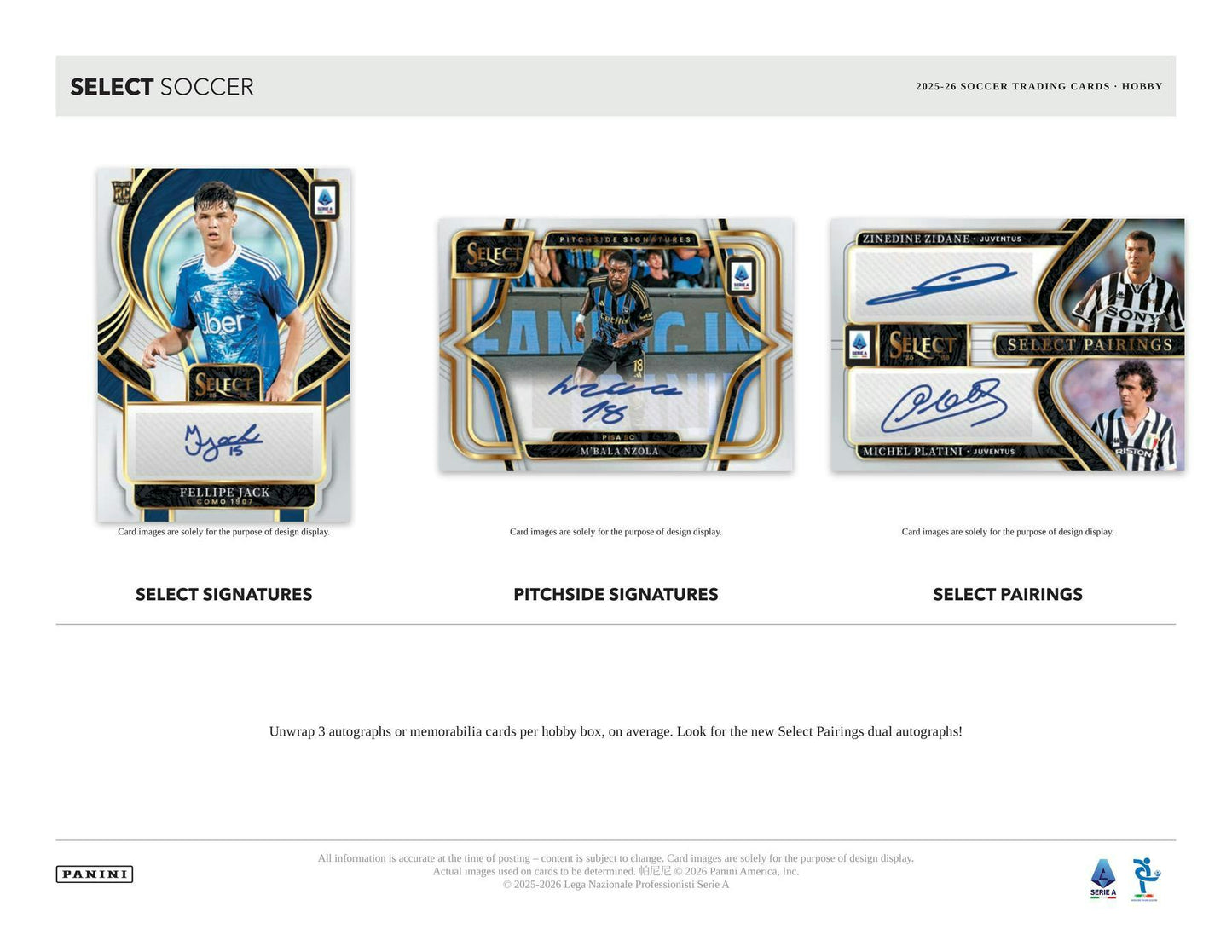 2025/26 Panini Select Serie A Soccer Hobby Box | Columbia Sports Cards - Columbia Hobby - Sports Card Boxes - Toploaders - Card Savers