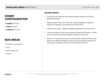 2025/26 Panini Signature Series Basketball Hobby Box | Columbia Sports Cards - Columbia Sports Cards