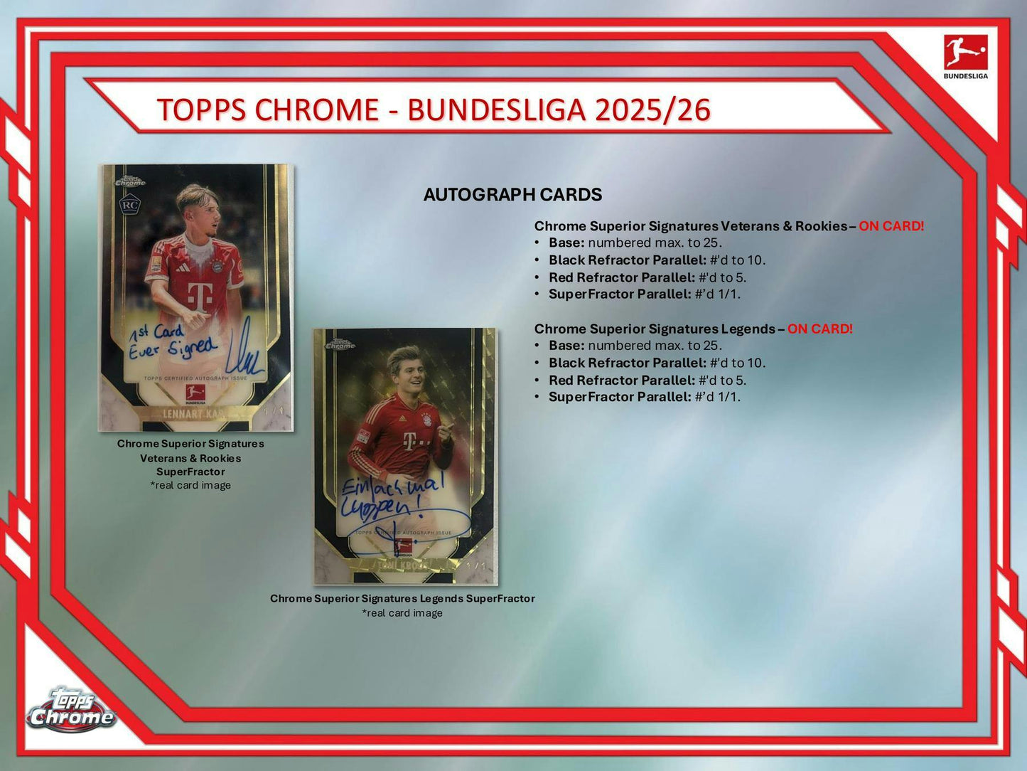 2025/26 Topps Chrome Bundesliga Soccer Hobby Box | Columbia Sports Cards - Columbia Hobby - Sports Card Boxes - Toploaders - Card Savers