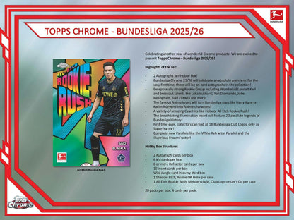 2025/26 Topps Chrome Bundesliga Soccer Hobby Box | Columbia Sports Cards - Columbia Hobby - Sports Card Boxes - Toploaders - Card Savers