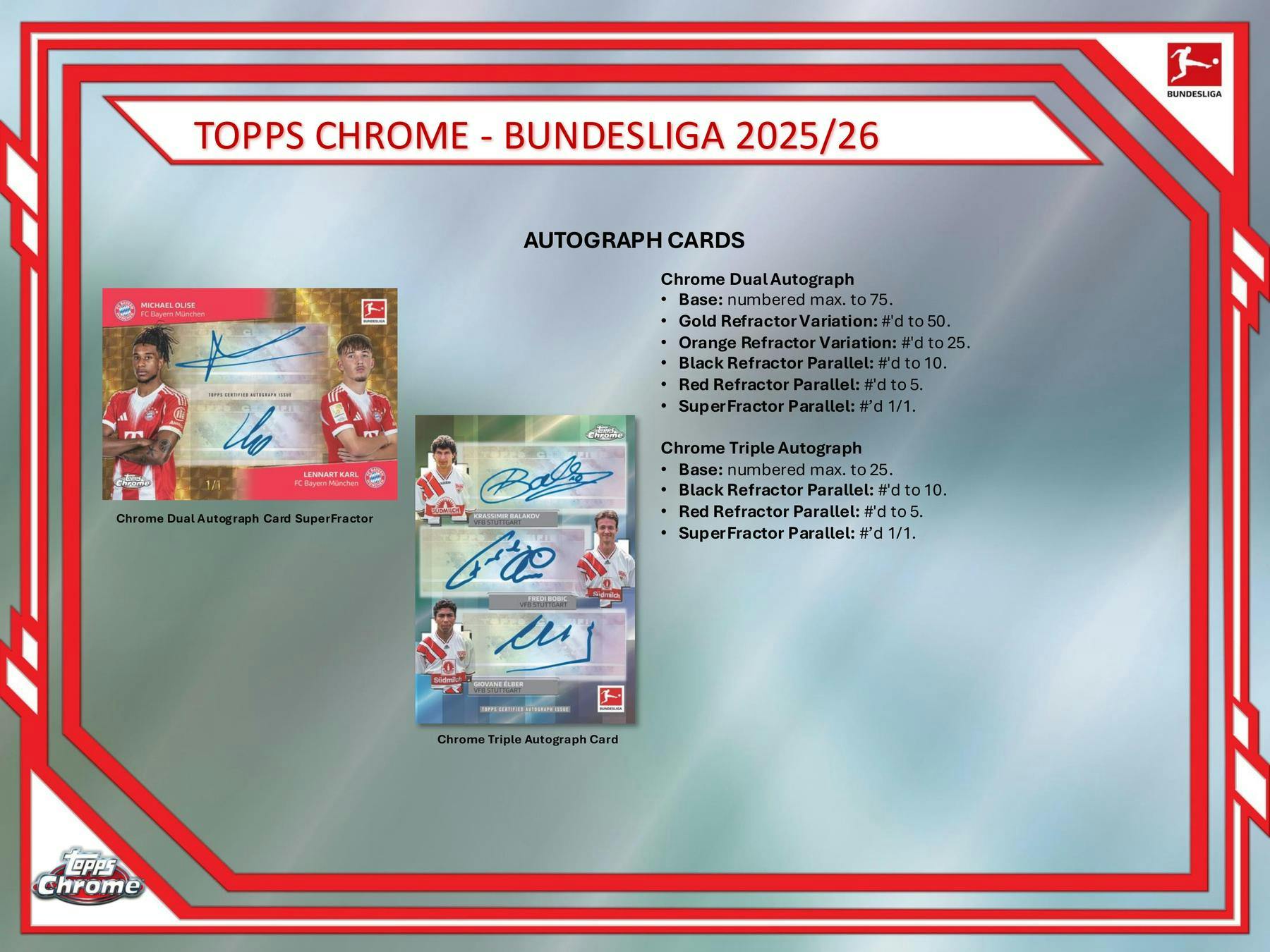2025/26 Topps Chrome Bundesliga Soccer Hobby Box | Columbia Sports Cards - Columbia Hobby - Sports Card Boxes - Toploaders - Card Savers