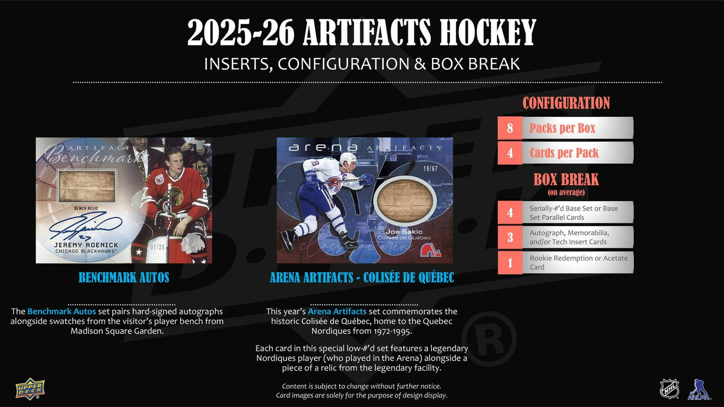 2025/26 Upper Deck Artifacts Hockey Hobby Box - Columbia Hobby - Sports Card Boxes - Toploaders - Card Savers