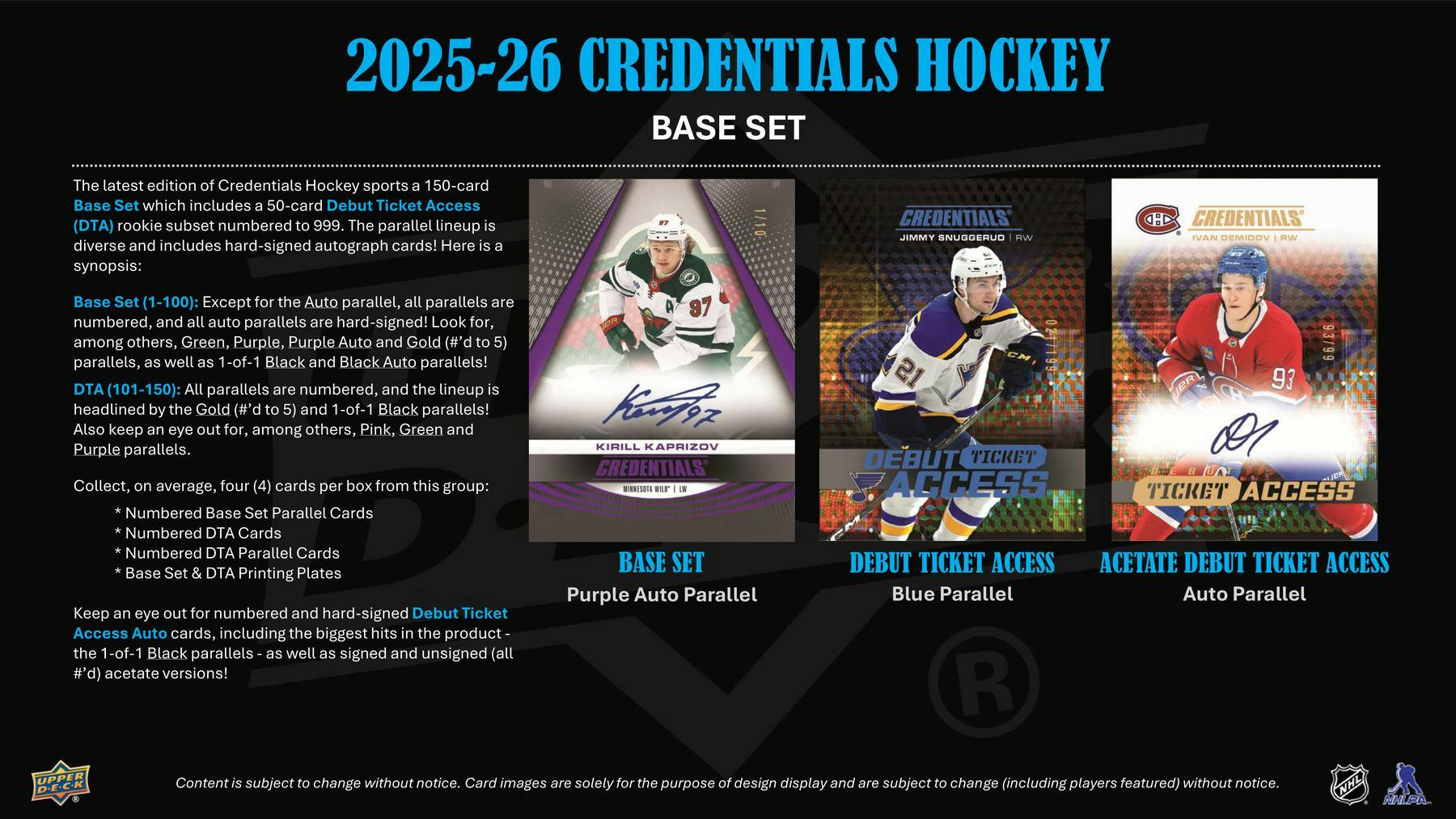 2025/26 Upper Deck Credentials Hockey Hobby Box - Columbia Hobby - Sports Card Boxes - Toploaders - Card Savers