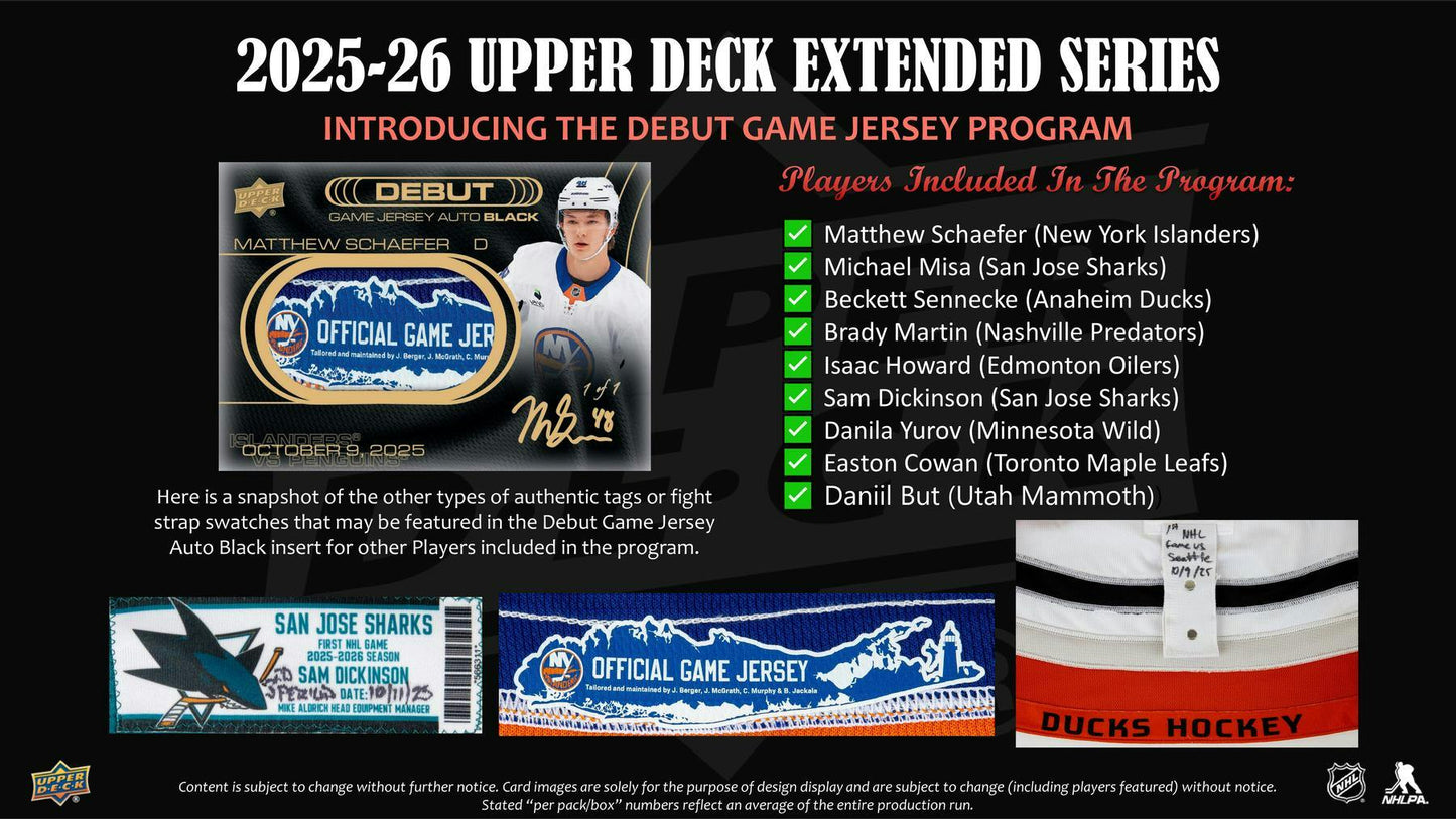 2025/26 Upper Deck Extended Series Hockey Hobby Box - Columbia Sports Cards