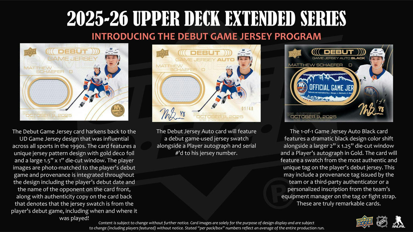 2025/26 Upper Deck Extended Series Hockey Hobby Box - Columbia Sports Cards