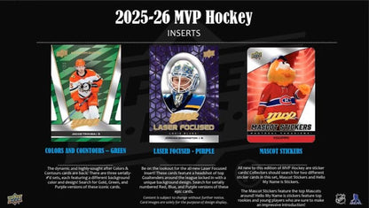 2025/26 Upper Deck MVP Hockey Hobby Box - Columbia Hobby - Sports Card Boxes - Toploaders - Card Savers