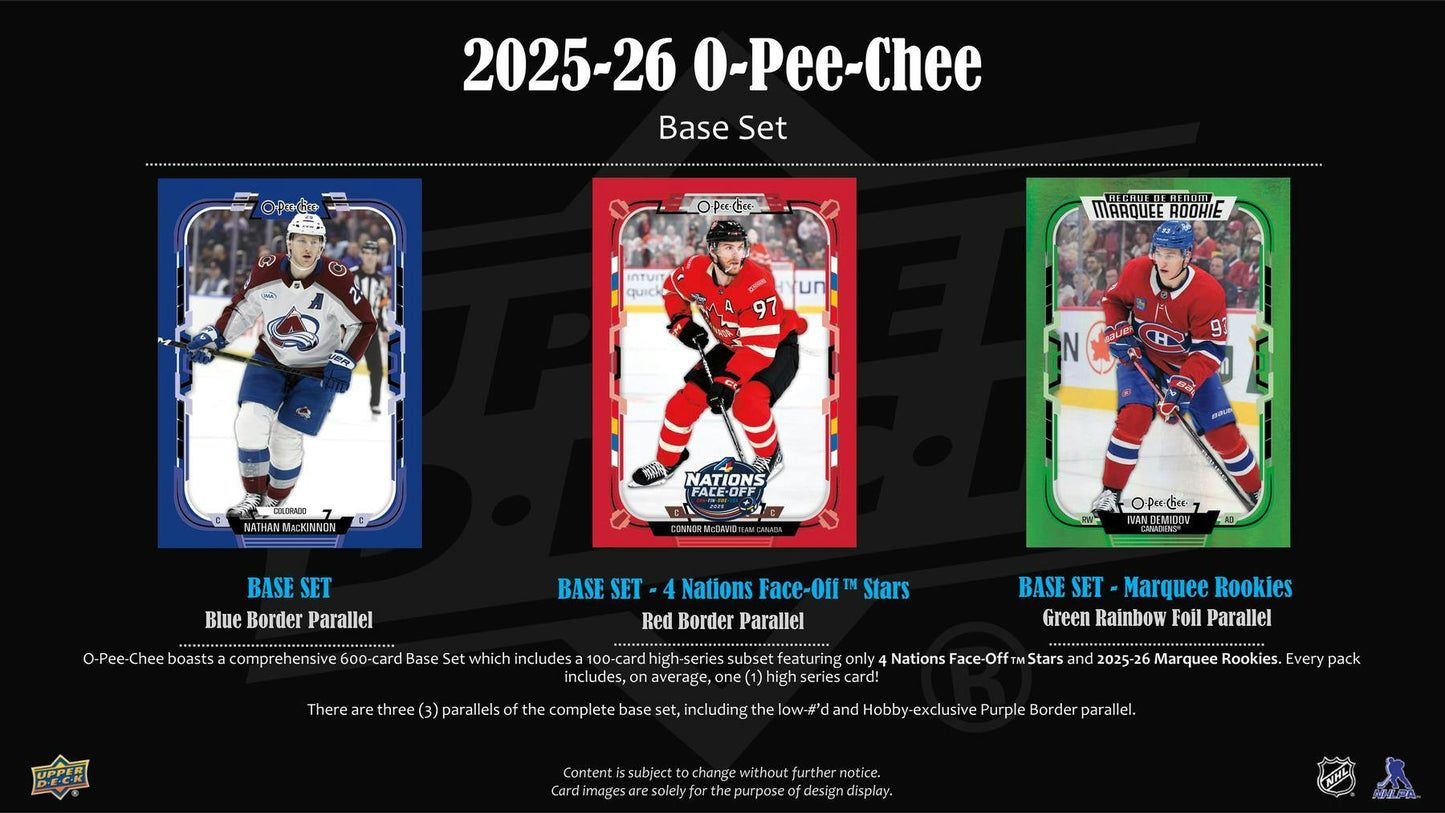 2025/26 Upper Deck O - Pee - Chee Hockey Hobby Box - Columbia Hobby - Sports Card Boxes - Toploaders - Card Savers