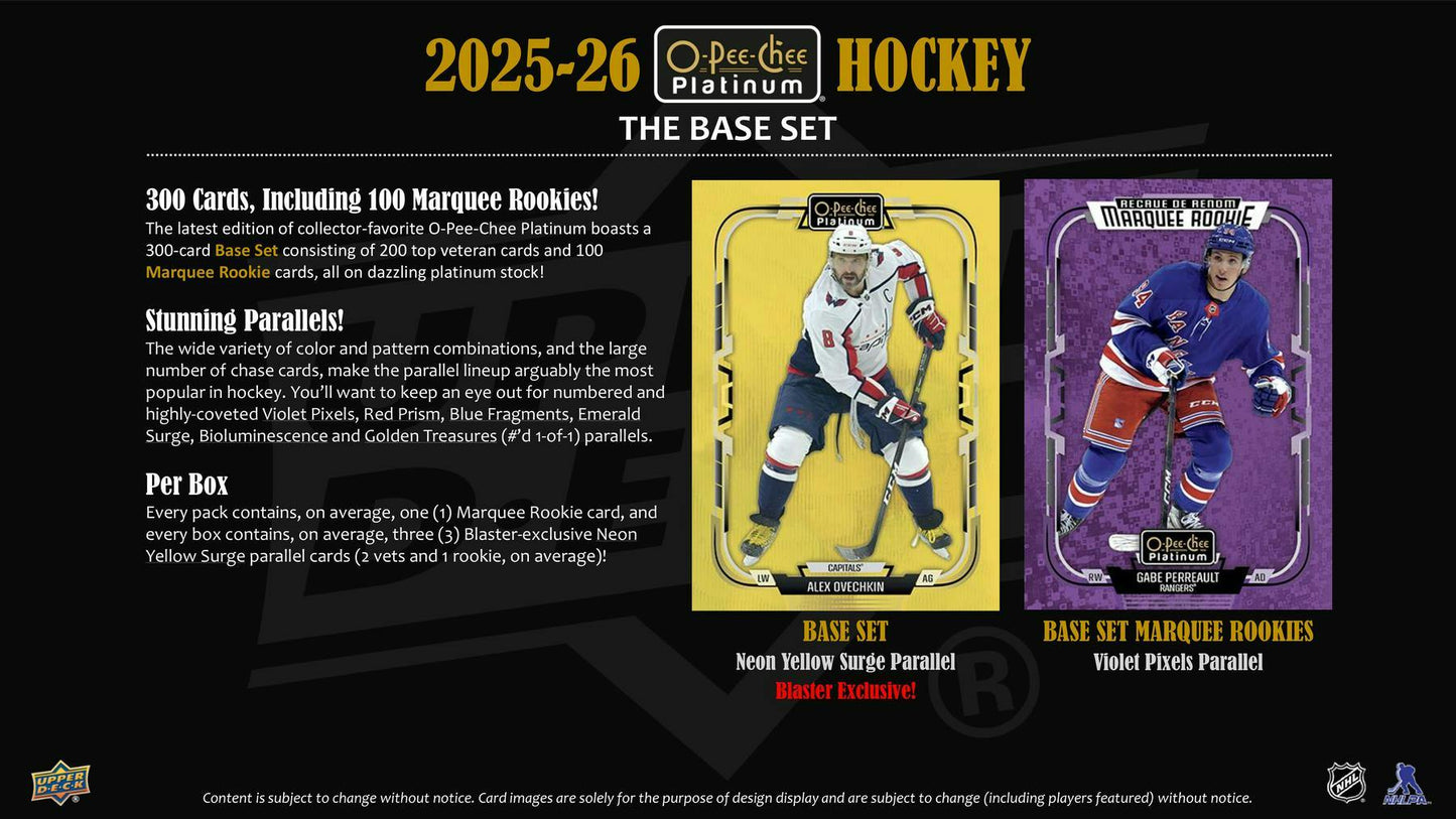 2025/26 Upper Deck O - Pee - Chee Platinum Hockey Blaster Box - Columbia Sports Cards