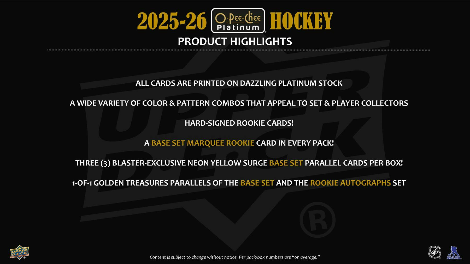 2025/26 Upper Deck O - Pee - Chee Platinum Hockey Blaster Box - Columbia Sports Cards