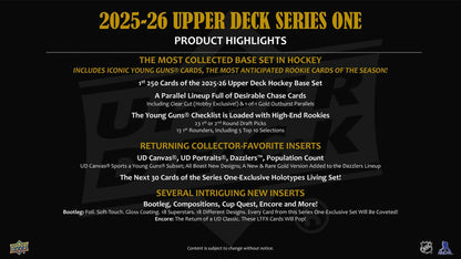 2025/26 Upper Deck Series 1 Hockey Hobby Box - Columbia Hobby - Sports Card Boxes - Toploaders - Card Savers