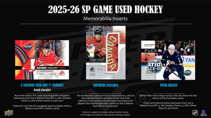 2025/26 Upper Deck SP Game Used Hockey Hobby Box - Columbia Hobby - Sports Card Boxes - Toploaders - Card Savers