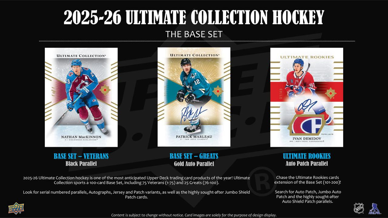 2025/26 Upper Deck Ultimate Collection Hockey Hobby Box | Columbia Sports Cards | Columbia Hobby - Sports Card Boxes - Toploaders - Card Savers.