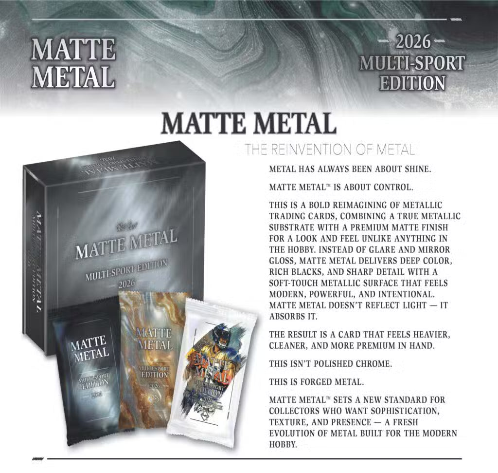 2026 Wild Card Matte Metal hobby box
Wild Card Artist Proof trading card
Matte Metal 1 of 1 card
Wild Card multi sport autograph card