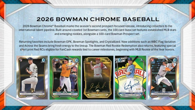 2026 Bowman Chrome Baseball Hobby Box | Columbia Hobby - Sports Card Boxes - Toploaders - Card Savers.