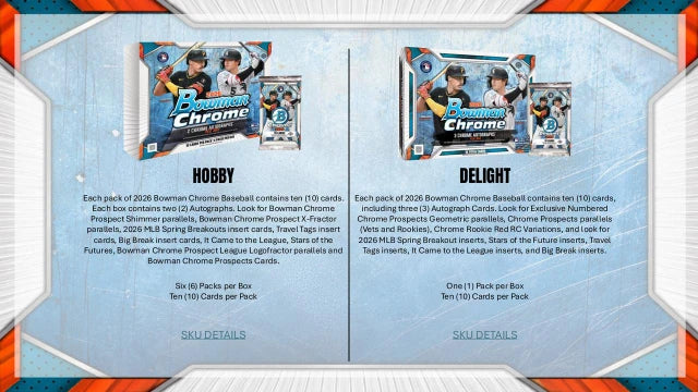 2026 Bowman Chrome Baseball Hobby Box | Columbia Hobby - Sports Card Boxes - Toploaders - Card Savers.
