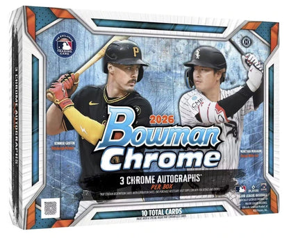 2026 Bowman Chrome Baseball Delight Box
2026 Bowman Chrome Baseball Delight autograph cards
2026 Bowman Chrome Baseball 1st Bowman prospect cards
2026 Bowman Chrome Baseball Chrome Prospects Geometric parallels
2026 Bowman Chrome Baseball Red Rookie Redemption cards
2026 Bowman Chrome Baseball Bowman GPK Spotlights Crystallized and prospect inserts