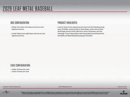 2026 Leaf Metal Baseball Hobby Box | Columbia Sports Cards - Columbia Hobby - Sports Card Boxes - Toploaders - Card Savers