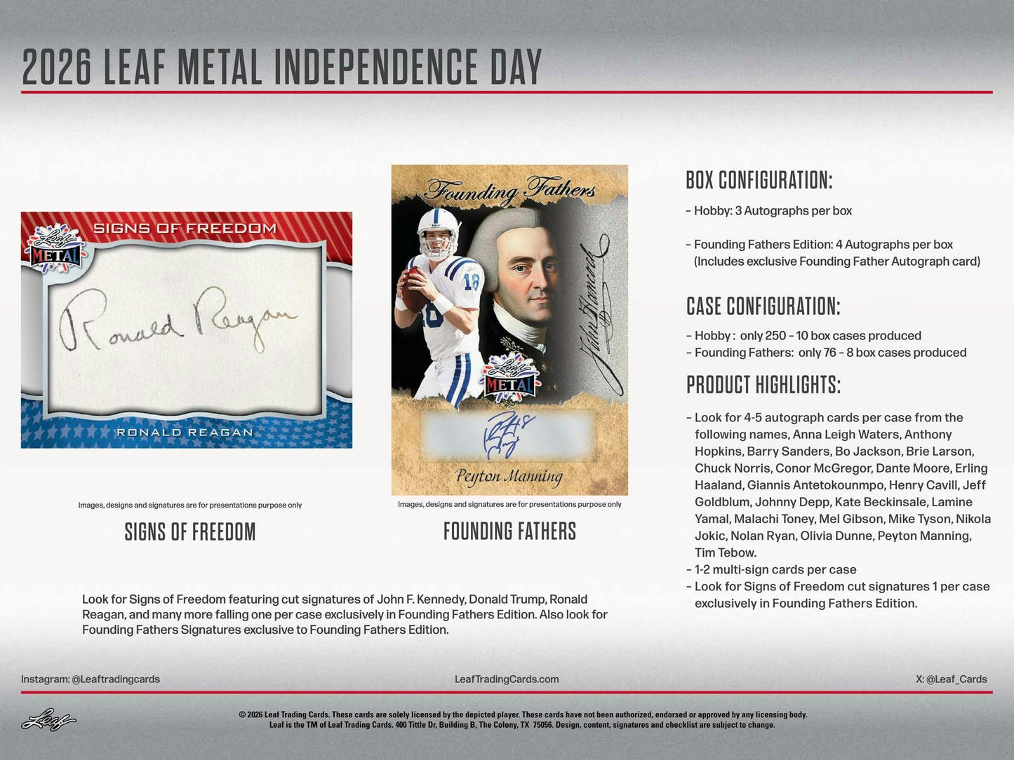 2026 Leaf Metal Independence Day Founding Fathers Box | Columbia Sports Cards - Columbia Sports Cards