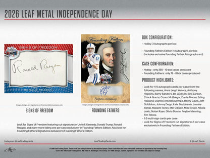 2026 Leaf Metal Independence Day Founding Fathers Box | Columbia Sports Cards - Columbia Sports Cards