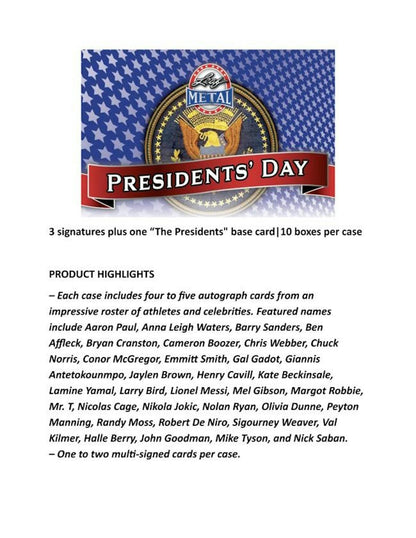 2026 Leaf Metal Presidents' Day Hobby Box | Columbia Sports Cards - Columbia Hobby - Sports Card Boxes - Toploaders - Card Savers