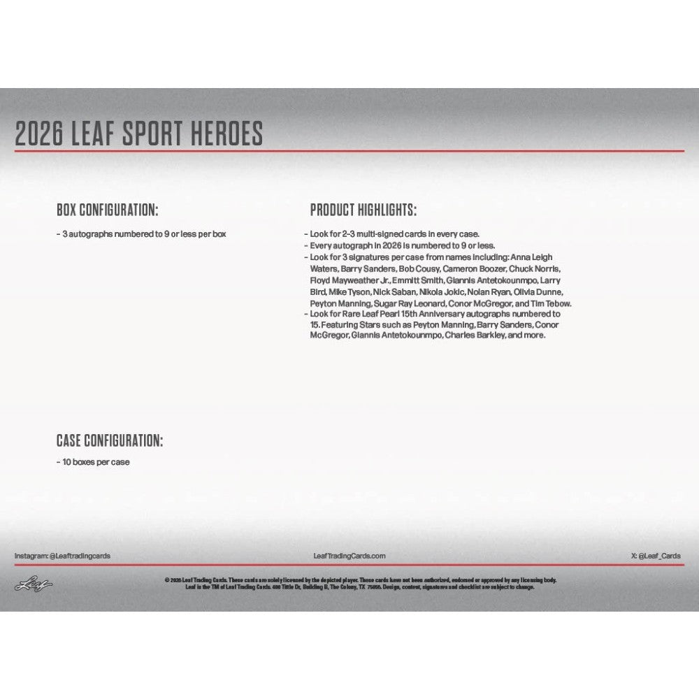 2026 Leaf Metal Sport Heroes Hobby Box | Columbia Sports Cards - Columbia Hobby - Sports Card Boxes - Toploaders - Card Savers