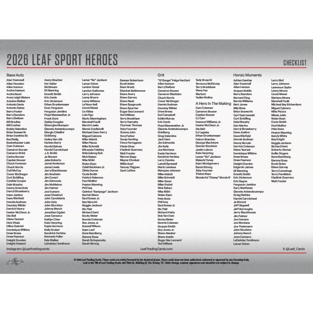 2026 Leaf Metal Sport Heroes Hobby Box | Columbia Sports Cards - Columbia Hobby - Sports Card Boxes - Toploaders - Card Savers
