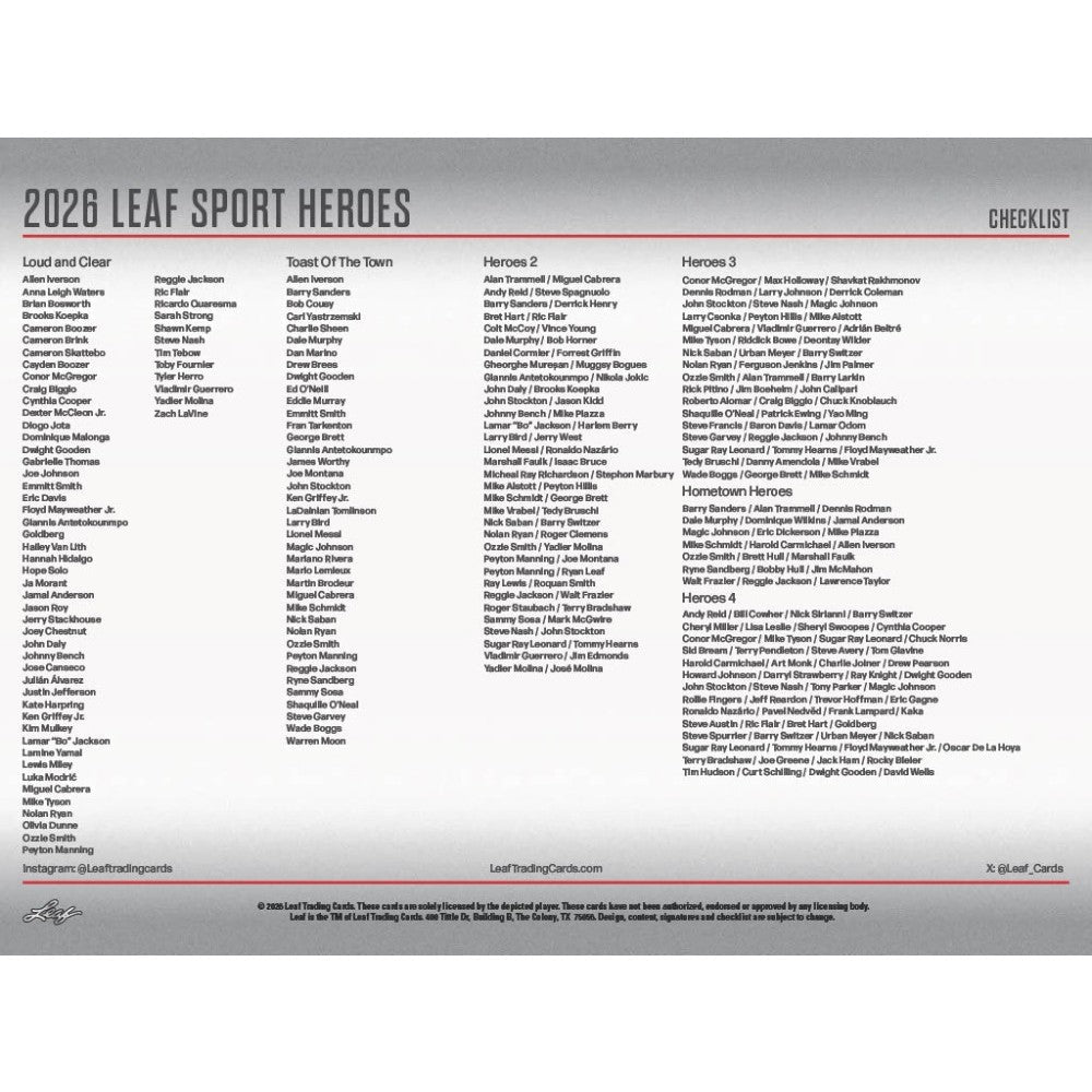 2026 Leaf Metal Sport Heroes Hobby Box | Columbia Sports Cards - Columbia Hobby - Sports Card Boxes - Toploaders - Card Savers