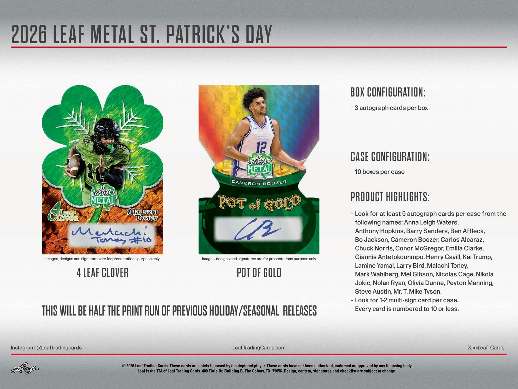 2026 Leaf Metal St. Patrick's Day Hobby Box | Columbia Sports Cards - Columbia Hobby - Sports Card Boxes - Toploaders - Card Savers