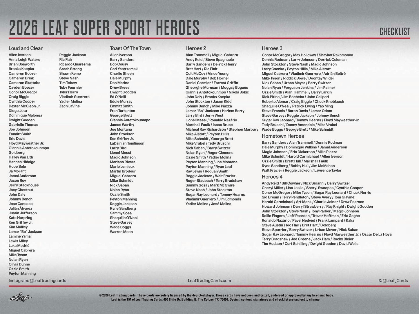 2026 Leaf Metal Super Sport Heroes Box | Columbia Sports Cards - Columbia Hobby - Sports Card Boxes - Toploaders - Card Savers